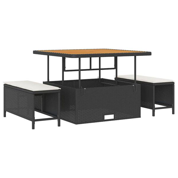 vidaXL Tuin Sofa Set met kussen met opslag 11 pcs Zwart en Cr&egrave;me