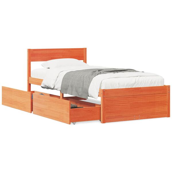vidaXL Bedframe zonder matras massief grenenhout wasbruin 90x190 cm