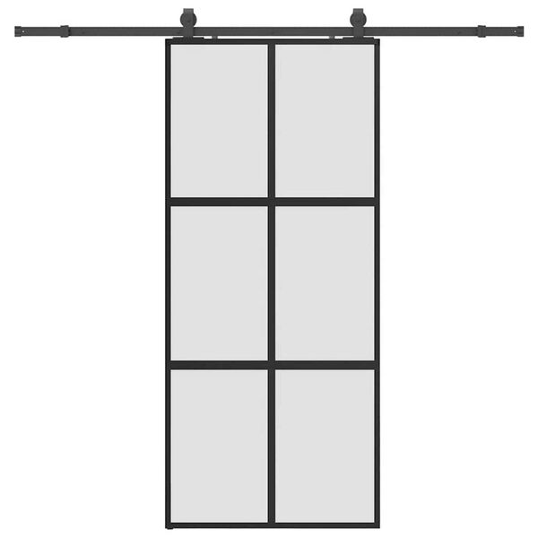vidaXL Schuifdeur met beslagset 90x205 cm gehard glas zwart