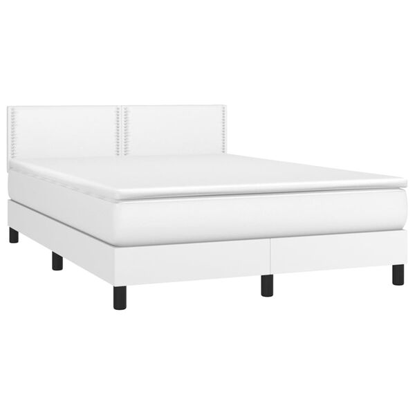 vidaXL Boxspring met matras en LED kunstleer zwart 140x190 cm