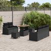 vidaXL Tuinbankenset met kussen 8 pcs Zwart poly rattan