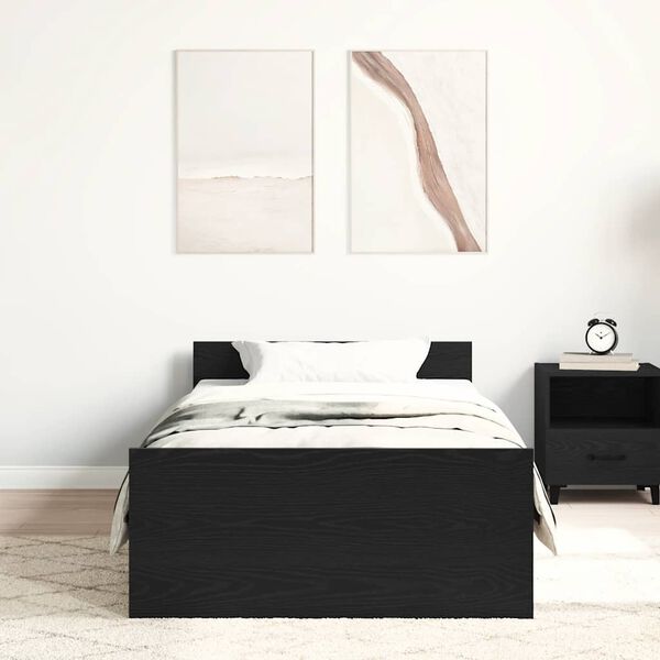 vidaXL Bedframe zonder matras 90x190 cm spaanplaat zwart eikenkleurig