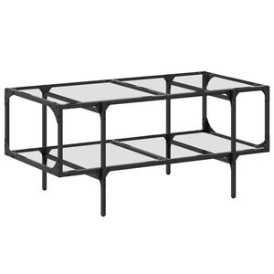 vidaXL Salontafel met transparant glazen blad 98,5x50x45 cm staal