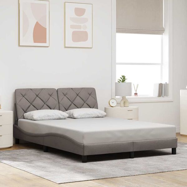 vidaXL Bedframe zonder matras stof taupe 140x190 cm