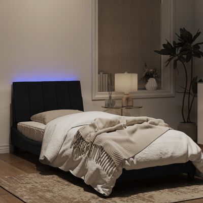vidaXL Bedframe met LED-verlichting fluweel zwart 90x190 cm