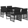 vidaXL 5-delige Tuinset met kussens poly rattan zwart