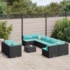 vidaXL 10-delige Loungeset met kussens poly rattan zwart