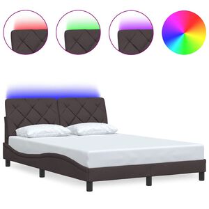 vidaXL Bedframe met LED zonder matras 120x200 cm stof donkerbruin