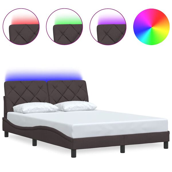 vidaXL Bedframe met LED zonder matras 120x200 cm stof donkerbruin