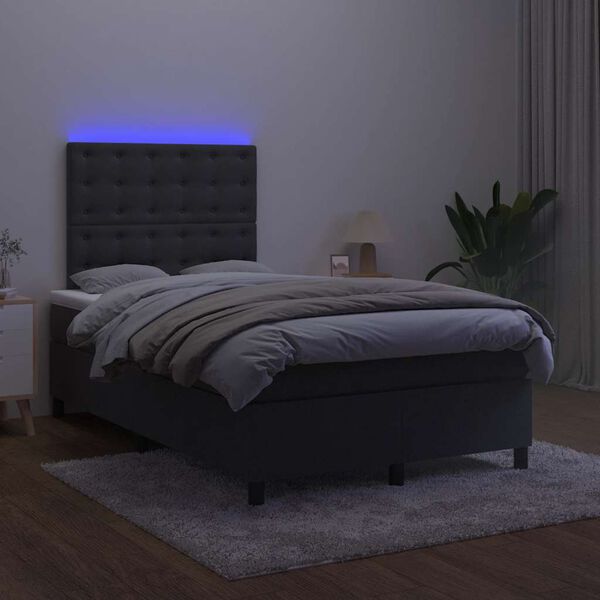 vidaXL Boxspring met matras en LED fluweel zwart 120x190 cm