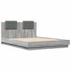 vidaXL Bedframe met hoofdbord en LED grijs sonoma eiken 150x200 cm