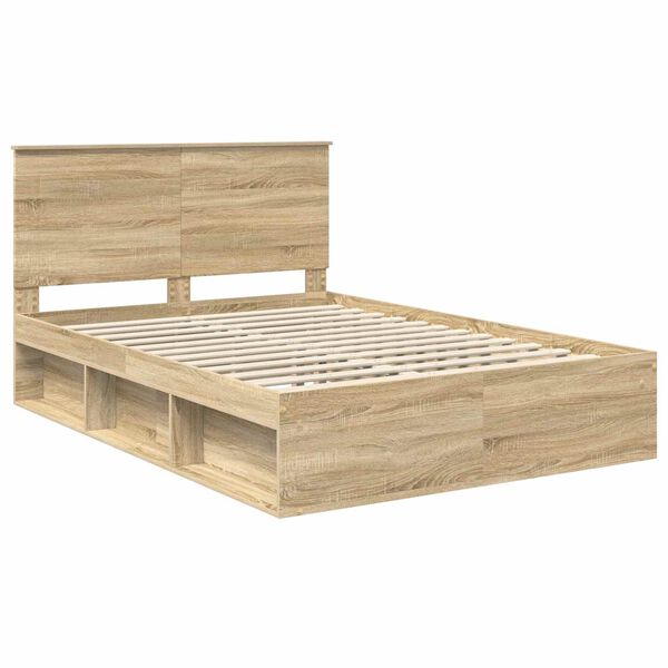 vidaXL Bedframe met hoofdeinde Sonoma 160 x 200 cm Massief grenenhout