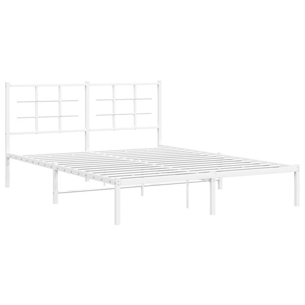 vidaXL Bedframe met hoofdbord metaal wit 150x200 cm