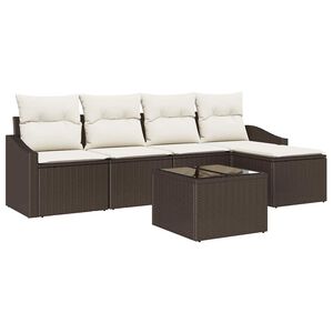 vidaXL Bankstel met kussen 6 pcs Bruin poly rattan