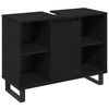 vidaXL Badkamermeubelset met opslag 3 pcs Zwart Bewerkt hout