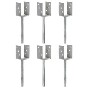 vidaXL Grondankers 6 st 7x6x30 cm gegalvaniseerd staal zilverkleurig