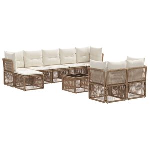 vidaXL Tuinbankenset 10 pcs Beige poly rattan