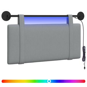 vidaXL Hangend hoofdbord Met LED-verlichting Lichtgrijs Stof