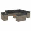 vidaXL 14-delige Loungeset met kussens poly rattan grijs