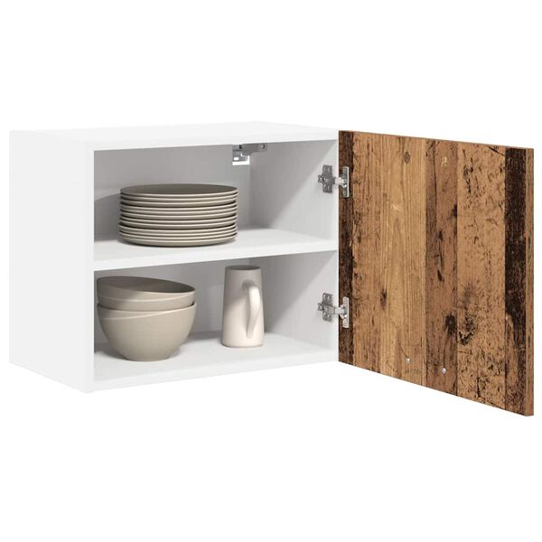 vidaXL Hangkast Oude Hout en Wit 50 x 31 x 40 cm Bewerkt hout