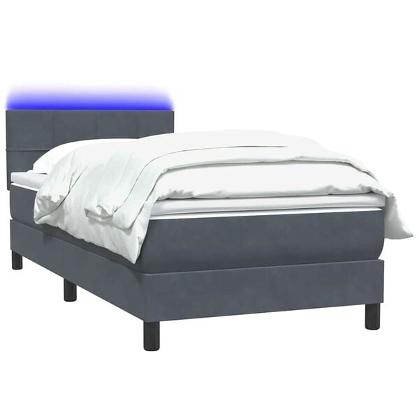 vidaXL Boxspring met matras en LED fluweel donkergrijs 80x210 cm