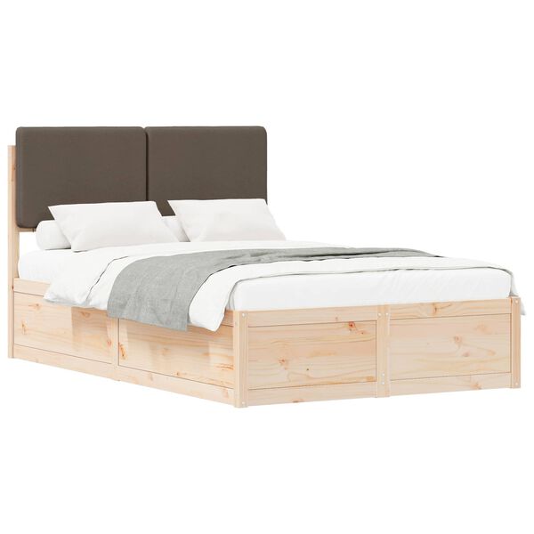 vidaXL Bedframe met Gevoerd Hoofdgedeelte Taupe 120 x 200 cm