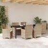 vidaXL Tuin eettafelset 7 pcs Beige poly rattan