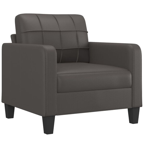 vidaXL Fauteuil met voetenbank 60 cm kunstleer grijs