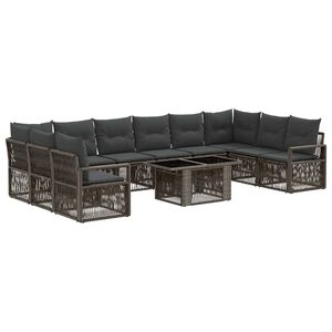 vidaXL Tuinbankenset 11 st Grijs en Donkergrijs poly rattan
