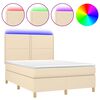 vidaXL Boxspring met matras en LED stof cr&egrave;mekleurig 140x190 cm