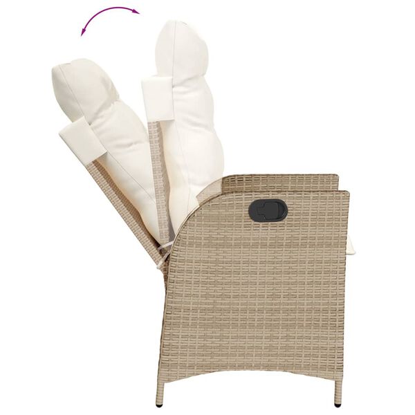 vidaXL 5-delige Tuinset met kussens poly rattan beige