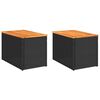 vidaXL Tuinbijzettafels 2 st 55x34x37 cm hout poly rattan zwart