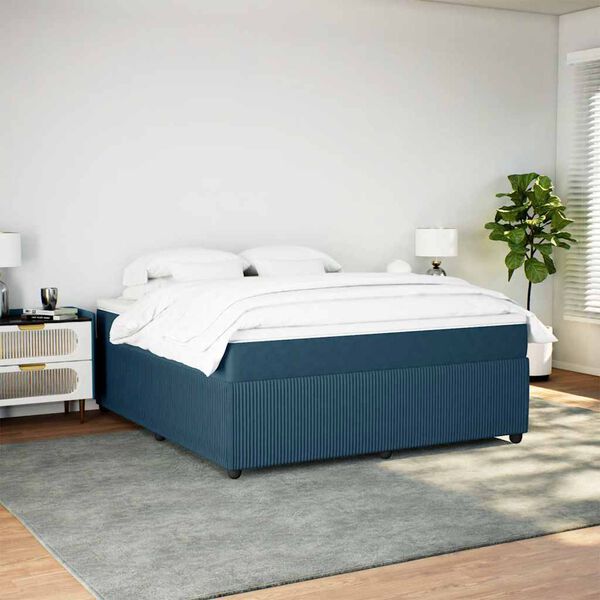 vidaXL Boxspring met matras fluweel donkerblauw 180x200 cm