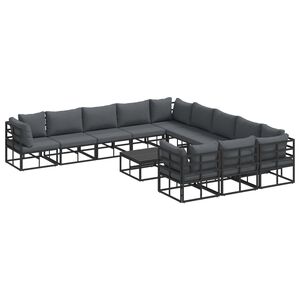 vidaXL Tuinbankenset 12 st Zwart Aluminium