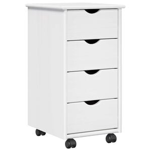 vidaXL Rolling Kast met wiel Wit 34 x 39 x 65,5 cm Massief Vurenhout