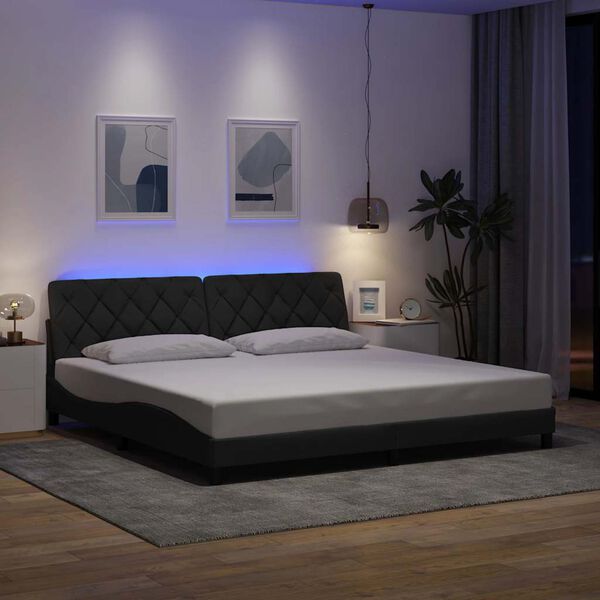vidaXL Bedframe met LED zonder matras 200x200 cm stof donkergrijs