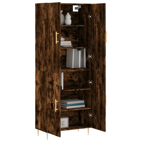 vidaXL Hoge kast 69,5x34x180 cm bewerkt hout gerookt eikenkleurig