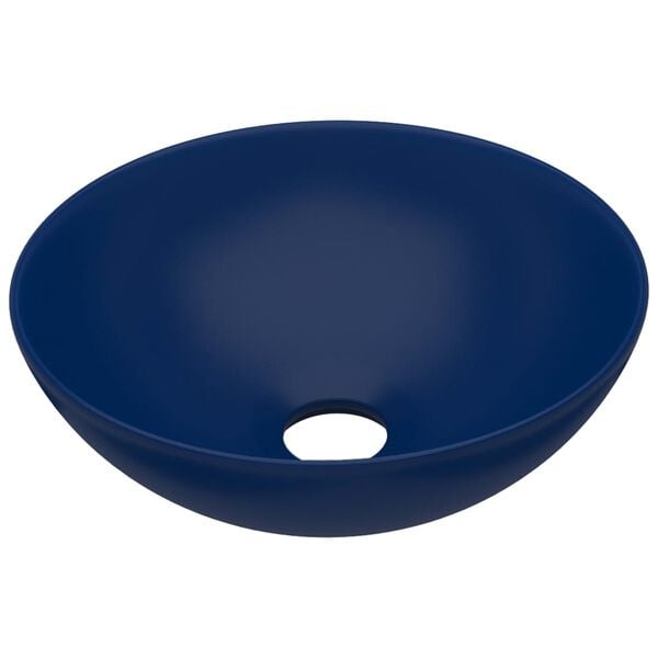 vidaXL Wastafel rond keramiek donkerblauw