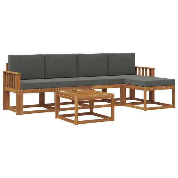 vidaXL Buiten bankenset met kussen 6 pcs Natuurlijk en Antraciet