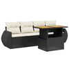 vidaXL 5-delige Loungeset met kussens poly rattan zwart