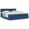 vidaXL Ottoman bed met matras 200x200 cm stof blauw