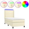 vidaXL Boxspring met matras en LED kunstleer cr&egrave;mekleurig 90x200 cm