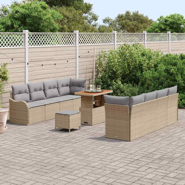 vidaXL Tuin Sofa Set met kussen met opslag 11 pcs Beige en Licht Grijs