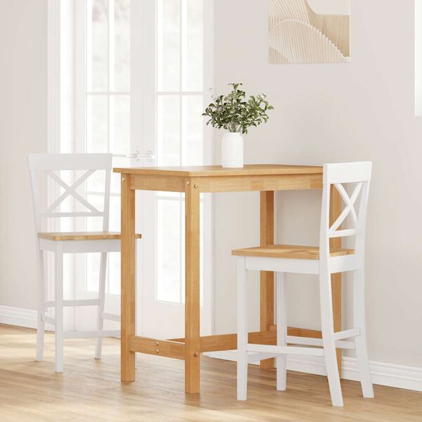 vidaXL Barkrukken 2 stuks Wit Massief Hout Rubber