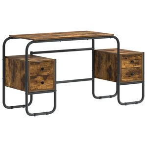 vidaXL Bureau met opbergruimte Gerookt eiken 145 x 50 x 75 cm