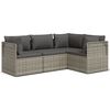 vidaXL 4-delige Loungeset met kussens poly rattan grijs