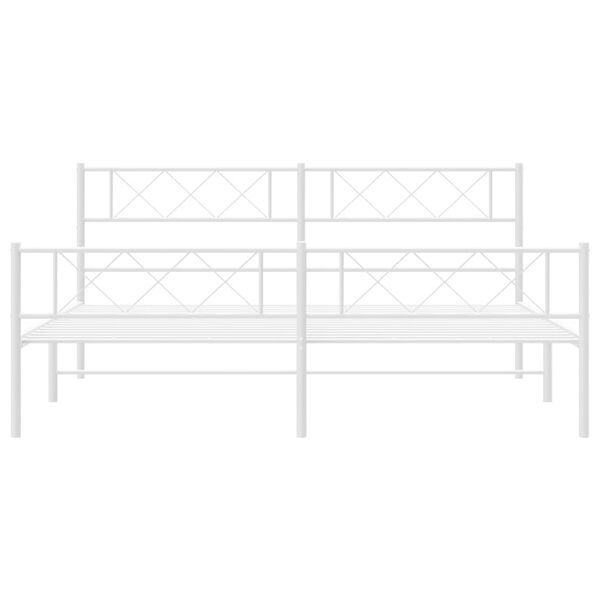 vidaXL Bedframe met hoofd- en voeteneinde metaal wit 200x200 cm