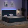 vidaXL Opbergbed met LED met matras Donkerblauw 200 x 200 cm Fluweel