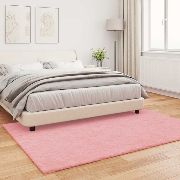 vidaXL Nep Konijnenbont Tapijt Olite Roze 120 x 170 cm Polyester