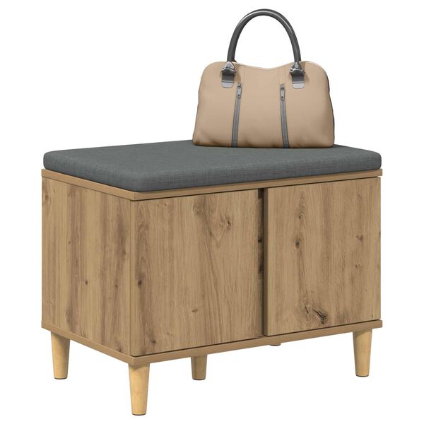 vidaXL Halbank met kussen met opslag Artisan Eiken 60 x 38 x 46 cm